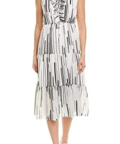 Taylor - 1521M Sleeveless Lace Up Bodice Print Dress