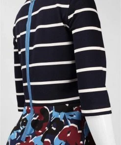 Cocktail Dresses Taylor - 5961M Quarter Sleeve Stripe Dress