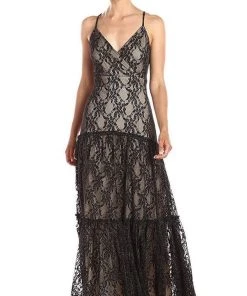 Formal Gowns Taylor - 9003M Embroidered Halter Strap A-Line Evening Dress