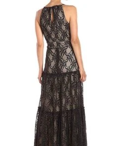 Formal Gowns Taylor - 9003M Embroidered Halter Strap A-Line Evening Dress