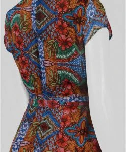 Taylor - 9045MJ Abstract Chiffon Wrap Dress