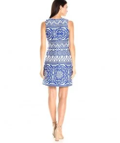 Taylor - 9174MJ Printed Jewel Neck A-line Dress Cocktail Dresses