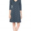 Taylor - 9209M V Neck Jacquard Quarter Length Sleeve Short Dress
