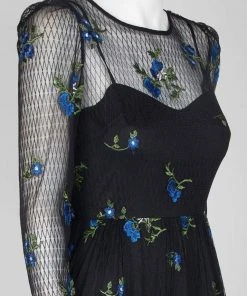 Cocktail Dresses Taylor - 9862M Knee Length Puff Sleeve Illusion Embroidered Dress 7 Cocktail Dresses Taylor - 9862M Knee Length Puff Sleeve Illusion Embroidered Dress