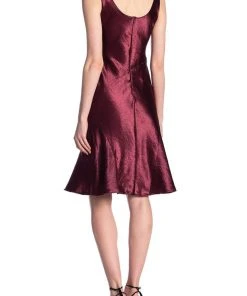 Taylor - 9973M Cowl Neck Satin Asymmetrical Hemmed Dress