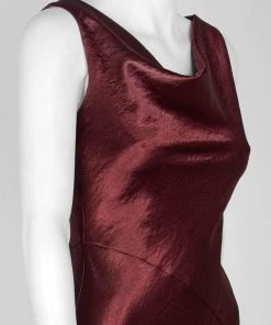 Taylor - 9973M Cowl Neck Satin Asymmetrical Hemmed Dress