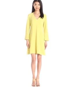 Cocktail Dresses Taylor - Bell Sleeves V-Neck Short Crepe Dress 7038M