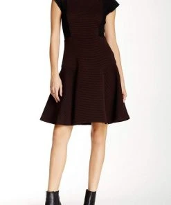 Cocktail Dresses Taylor - Color Block Ribbed Dress 5808M