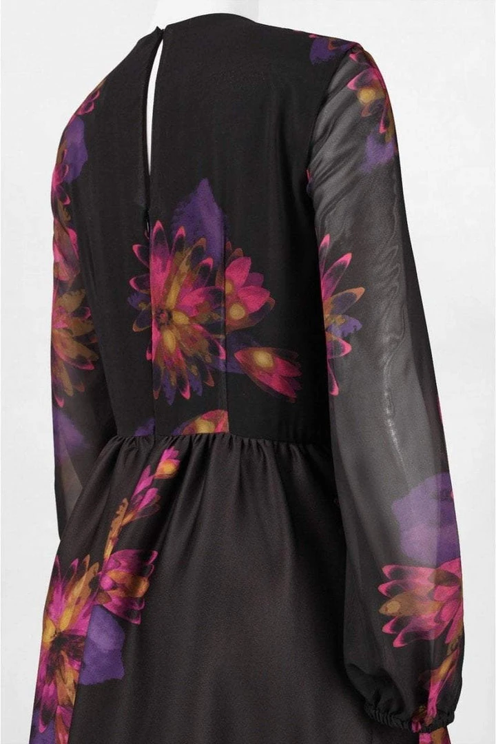 Taylor - Floral Jewel Neck Dress 5910M 4 Taylor - Floral Jewel Neck Dress 5910M