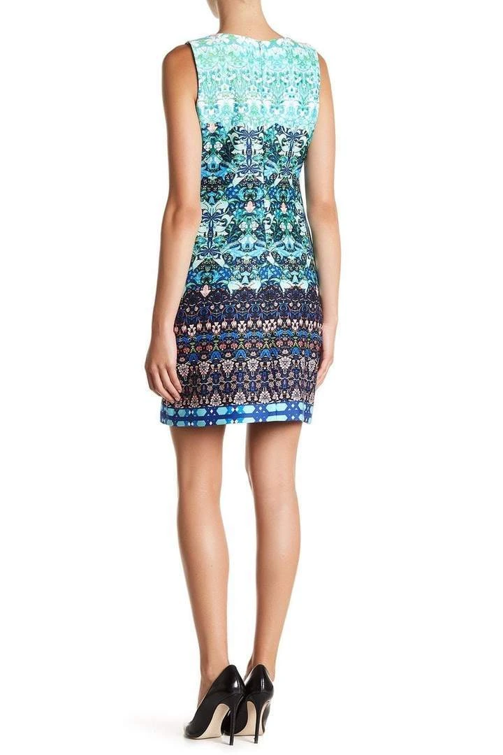 Taylor - Multi-Print Scuba Dress 9173MJ - 1 Pc Turq Multi In Size 8 Available 4 Taylor - Multi-Print Scuba Dress 9173MJ - 1 Pc Turq Multi In Size 8 Available
