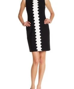 Taylor - Two Tone Jewel Neck Sheath Dress 8682M Cocktail Dresses