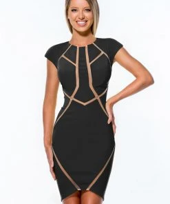Terani Couture - 151C0202A Jewel Neck Cutout Sheath Dress Cocktail Dresses