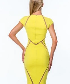 Terani Couture - 151C0202A Jewel Neck Cutout Sheath Dress Cocktail Dresses