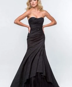 Terani Couture - 151E0314A Strapless Trumpet Wrap Gown