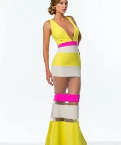 Terani Couture - 151P0070A Color Blocked Panel Gown