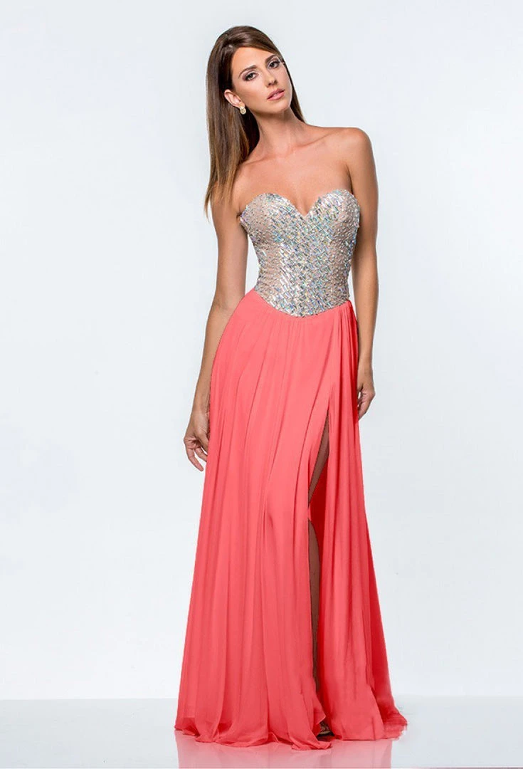 Terani Couture - 151P0382A Strapless Sweetheart Chiffon Gown 6 Terani Couture - 151P0382A Strapless Sweetheart Chiffon Gown