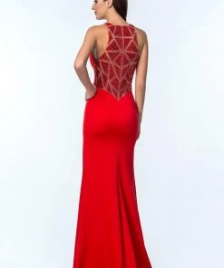 Terani Couture - 1521E0369A Embellished Halter Neck Sheath Dress