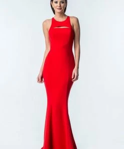 Terani Couture - 1522E0481A Sleeveless Halter Neck Sheath Dress