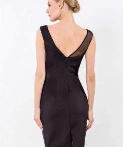 Terani Couture - 1523C1098A Bejeweled Bateau Neck Column Dress Cocktail Dresses