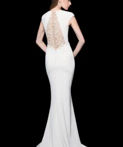 Terani Couture - 1611E0165A Bedazzled V-neck Sheath Dress