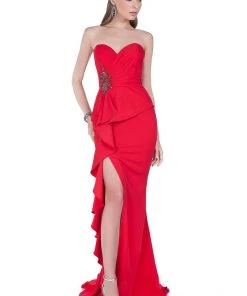 Terani Couture - 1611E0188A Strapless Sweetheart Peplum Gown Formal Gowns