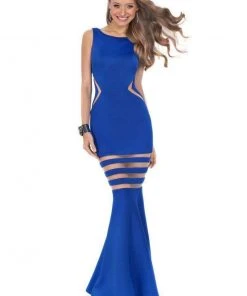 Formal Gowns Terani Couture - 1611P0201A Striped Illusion Trumpet Evening Dress