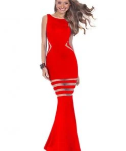Formal Gowns Terani Couture - 1611P0201A Striped Illusion Trumpet Evening Dress