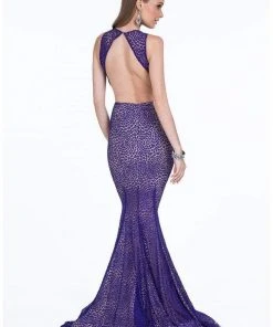 Terani Couture - 1612E0287A Embellished Halter Trumpet Dress Formal Gowns