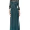 Terani Couture - 1623M1860 Quarter Sleeve Shimmering Long Gown - 1 Pc Hunter Green In Size 10 Available