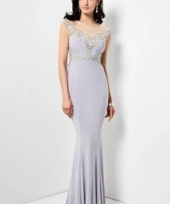 Terani Couture 1711M3381 Cap Sleeve Illusion Sweetheart Gown