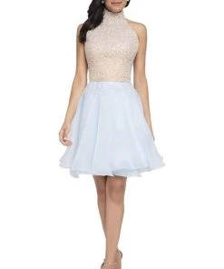 Cocktail Dresses Terani Couture - 1711P2237 Beaded High Neck Cocktail Dress