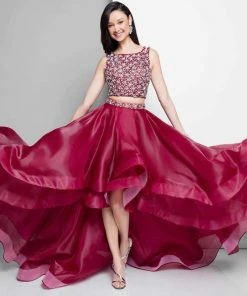 Terani Couture - 1711P2692 Two Piece Embellished High Low A-line Dress Formal Gowns