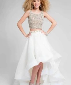 Terani Couture - 1711P2692 Two Piece Embellished High Low Dress