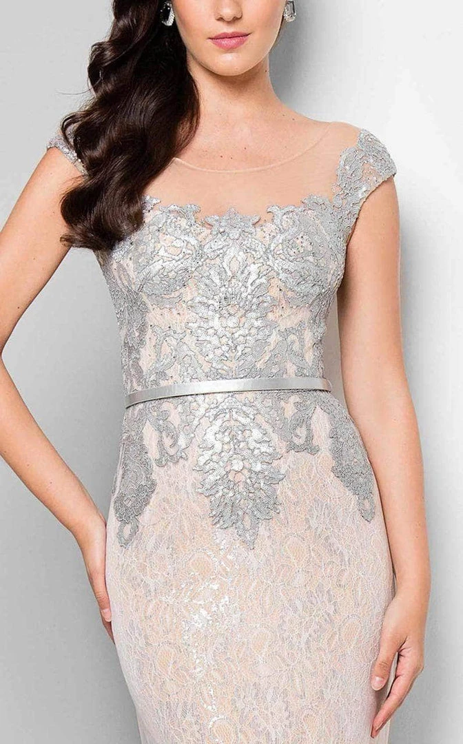 Formal Gowns Terani Couture - 1713M3505 Embroidered Lace Portrait Mermaid Gown - 1 Pc Gunmetal Nude In Size 4 Available 6 Formal Gowns Terani Couture - 1713M3505 Embroidered Lace Portrait Mermaid Gown - 1 Pc Gunmetal Nude In Size 4 Available