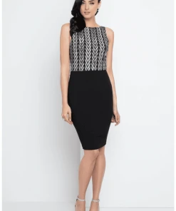 Terani Couture - 1721C4021 Printed Bateau Sheath Dress