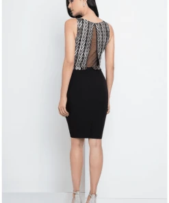 Terani Couture - 1721C4021 Printed Bateau Sheath Dress