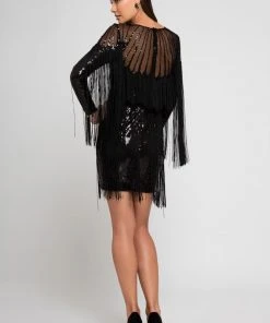 Cocktail Dresses Terani Couture - 1722C4053 Long Sleeve Sequined Cocktail Dress