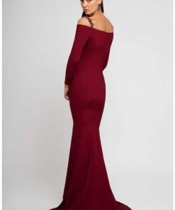 Terani Couture - 1723E4502 Cold Shoulder Long Sleeve Sheath Gown
