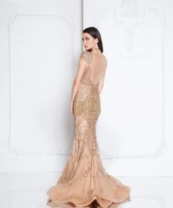 Terani Couture - 1811GL6452 Bedazzled Sheer Bateau Trumpet Dress Prom Dresses