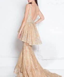 Formal Gowns Terani Couture - 1811GL6455 Embellished Peplum Mermaid Dress