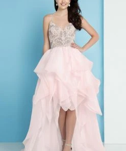 Formal Gowns Terani Couture - 1811P5782 Beaded Bodice T-Strap Hi-Lo Prom Dress 11 Formal Gowns Terani Couture - 1811P5782 Beaded Bodice T-Strap Hi-Lo Prom Dress