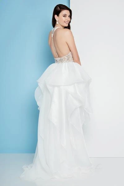Formal Gowns Terani Couture - 1811P5782 Beaded Bodice T-Strap Hi-Lo Prom Dress 6 Formal Gowns Terani Couture - 1811P5782 Beaded Bodice T-Strap Hi-Lo Prom Dress