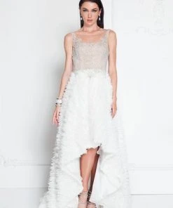 Formal Gowns Terani Couture - 1811P5796 Sleeveless Shirred Chiffon High Low Gown