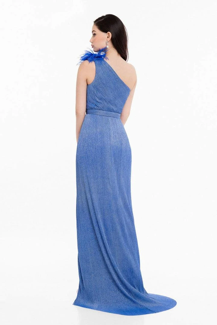 Terani Couture - 1821E7138 Feather Accented One Shoulder Sheath Dress Formal Gowns 4 Terani Couture - 1821E7138 Feather Accented One Shoulder Sheath Dress Formal Gowns
