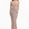 Terani Couture - 1821GL7427 Strapless Beaded Fringe Sheath Dress