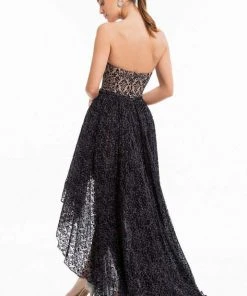 Terani Couture - 1822C7047 Metallic Lace High Low Cocktail Dress Cocktail Dresses