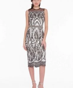 Terani Couture - 1823C7071 Embroidered Sheer Jewel Sheath Dress