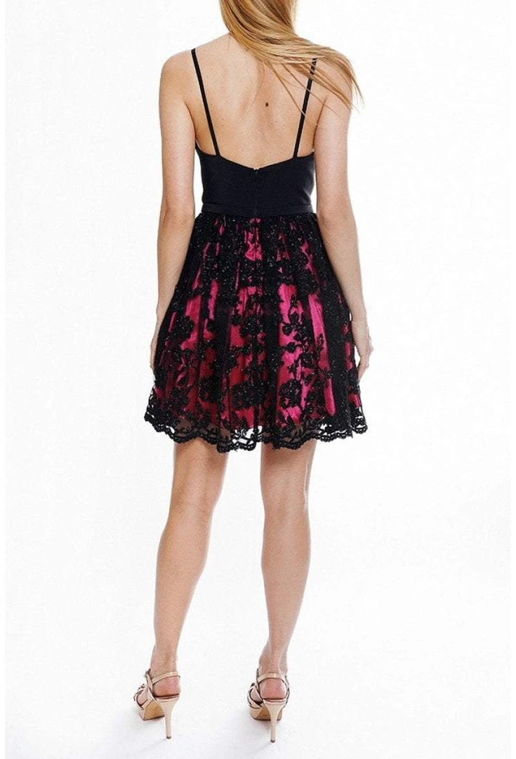 Cocktail Dresses Terani Couture - 1825H7932 Plunging Beaded Lace Overlaid A-Line Dress 4 Cocktail Dresses Terani Couture - 1825H7932 Plunging Beaded Lace Overlaid A-Line Dress