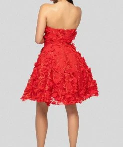 Terani Couture - 1911P8057 Jeweled Floral Appliqued Bustier Dress