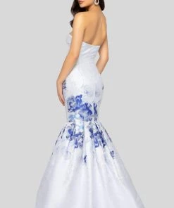 Terani Couture - 1911P8648 Metallic Print Sweetheart Mermaid Dress Formal Gowns